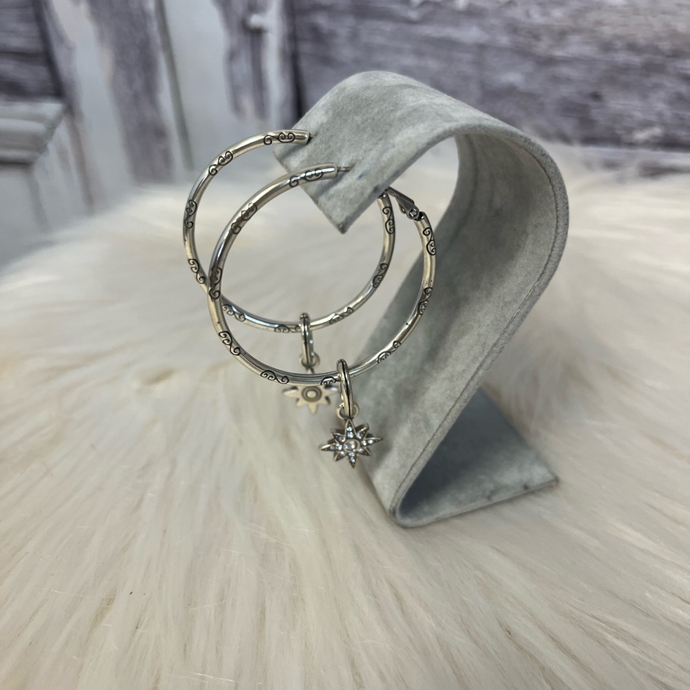 Brighton Hoop Charm Earrings with Star Charms